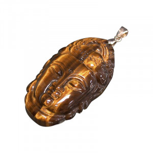 Pendentif oeil de tigre bouddha argent 0.925