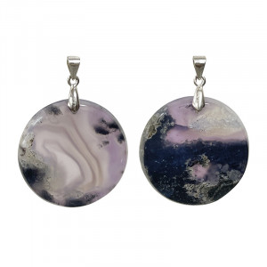 Pendentif - Calcédoine - Rond - argent 0.925