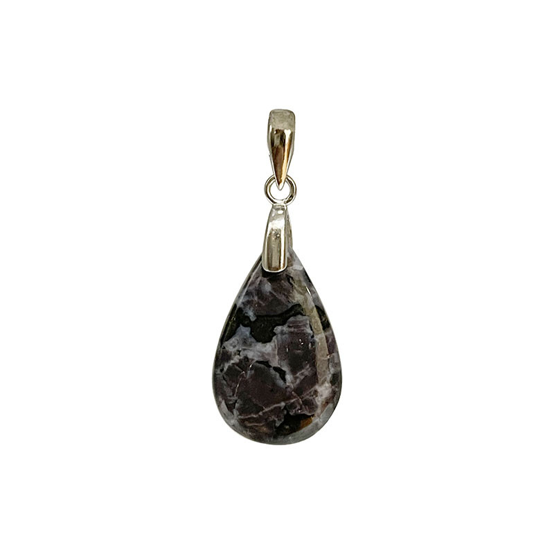 Pendentif Gabbro goutte - argent 925 rhodié