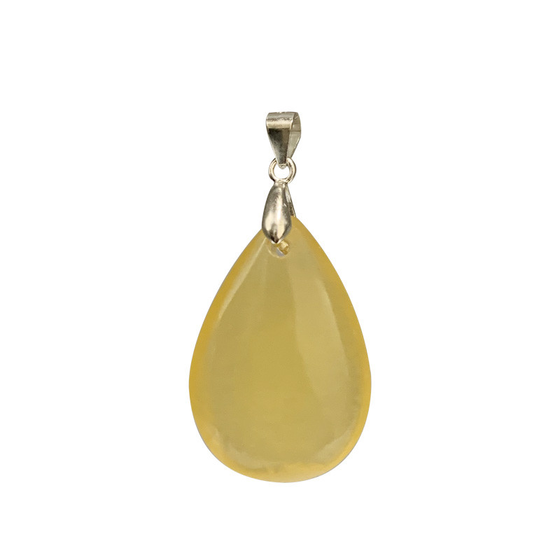 Pendentif goutte calcite orange - argent 0.925