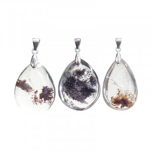 Pendentif goutte Quartz Lodolite