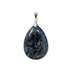 Pendentif 3 cm - Pietersite - Goutte plate Argent 0.925