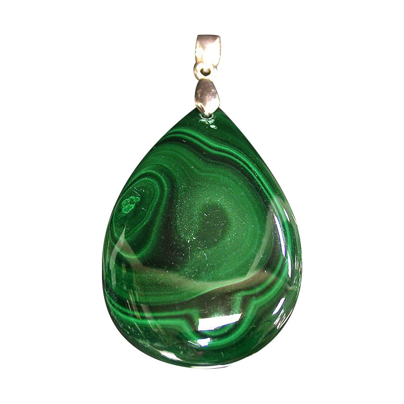 Collier Chaîne Avec Pendentif Malachite Eilat - Argent 930, Occasion