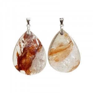 Pendentif Goutte Quartz hématoïde - Argent 0.925 - La pièce