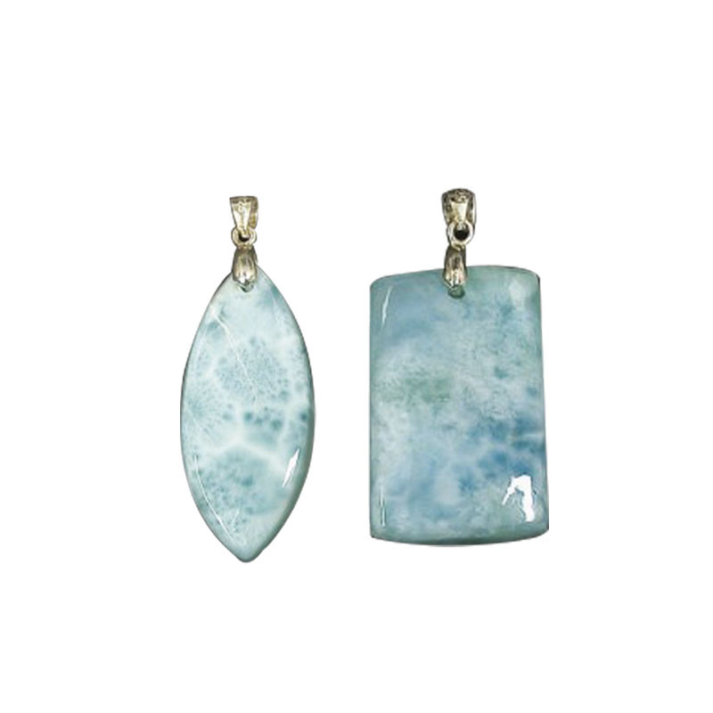 Pendentif larimar T2 argent 0.925 rhodié