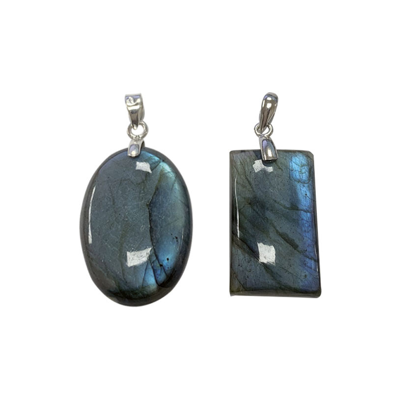 Pendentif Labradorite - argent 0.925 rhodié - 3 à 4 cm  