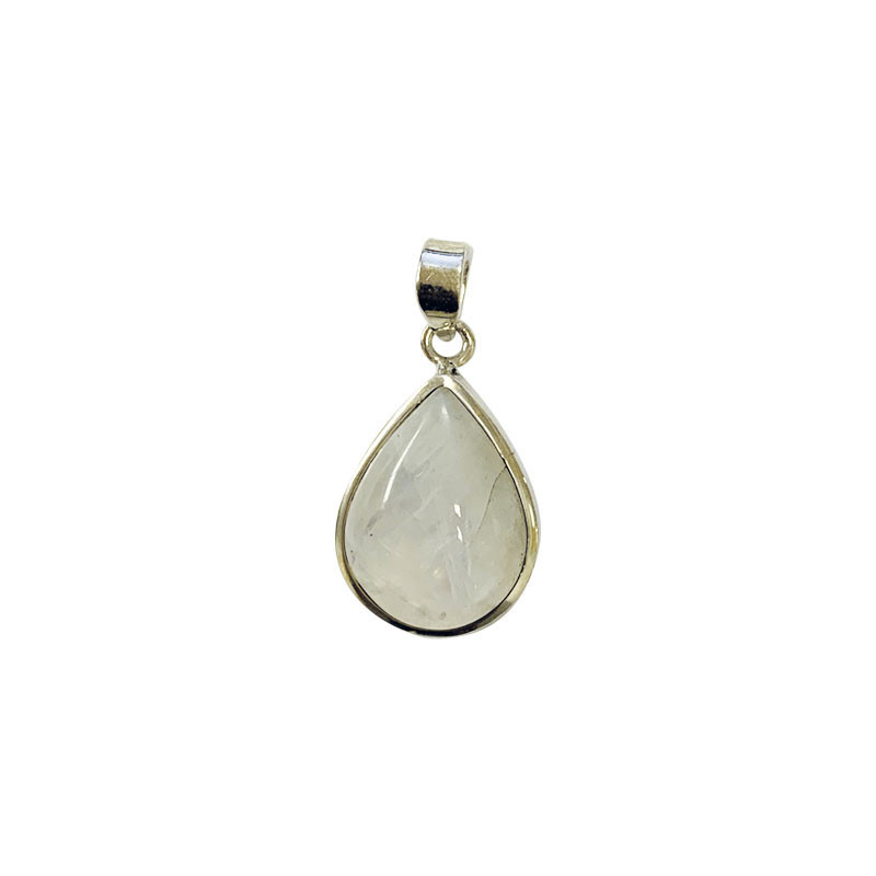 Pendentif pierre de lune goutte sur argent 0.925 rhodié