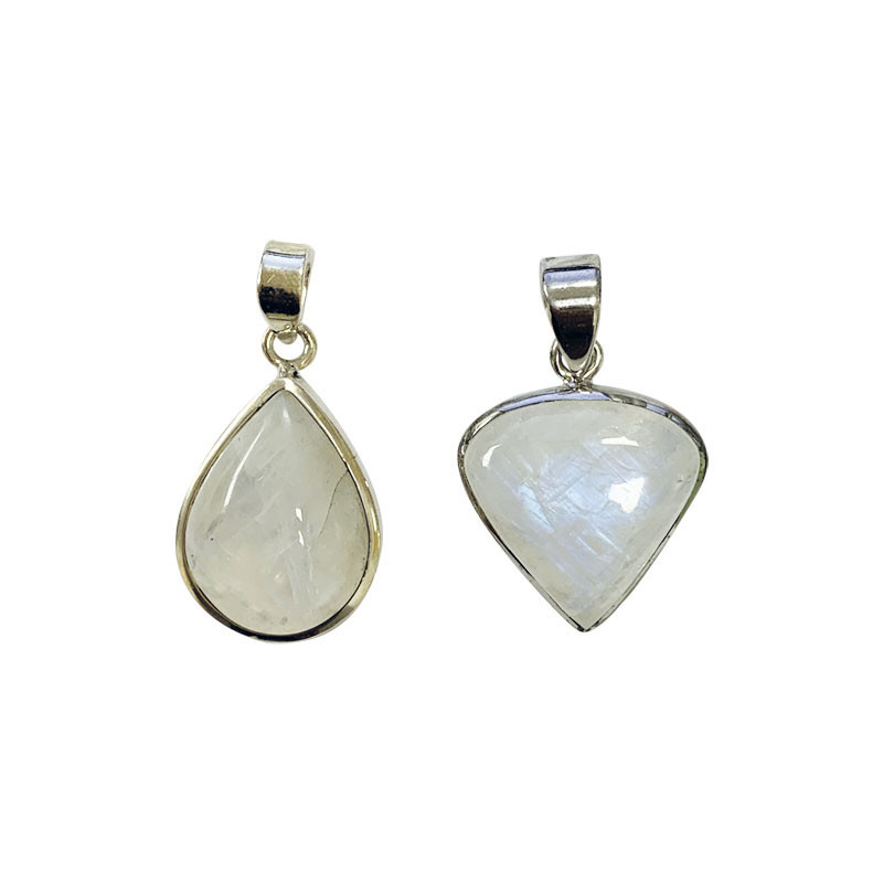 Pendentif pierre de lune goutte sur argent 0.925 rhodié