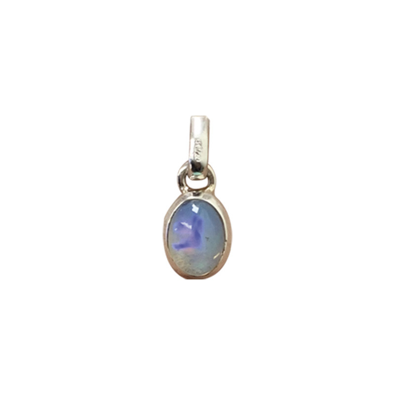 Pendentif opale forme ovale argent 0.925