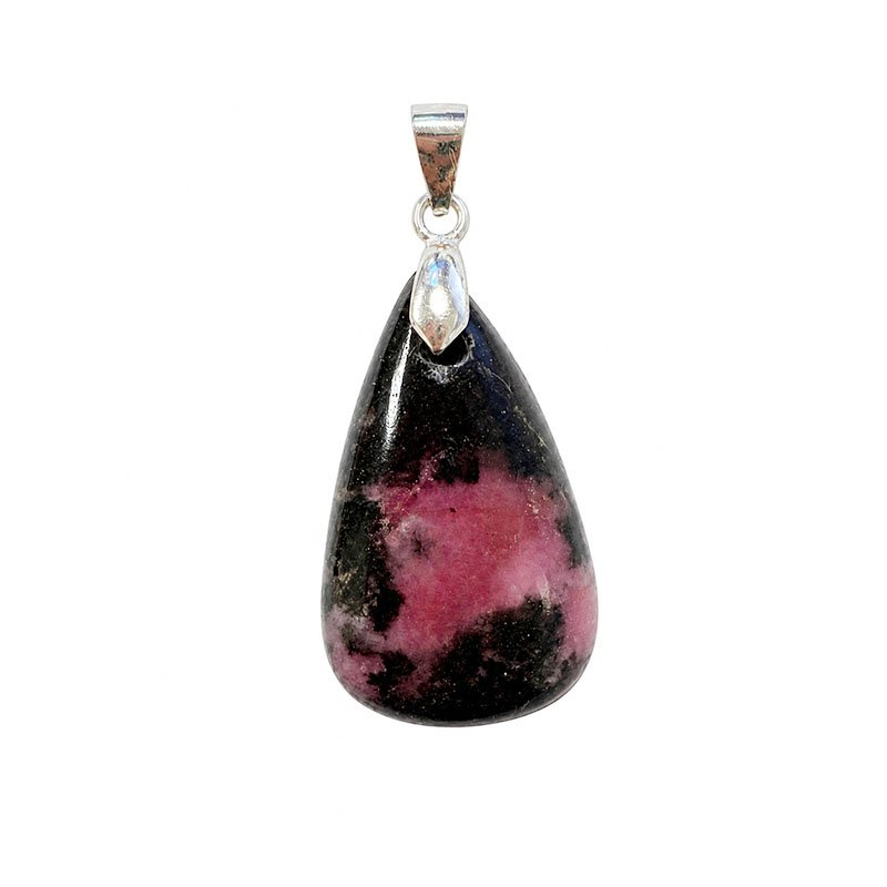 Pendentif goutte Rhodonite bélière argent 925