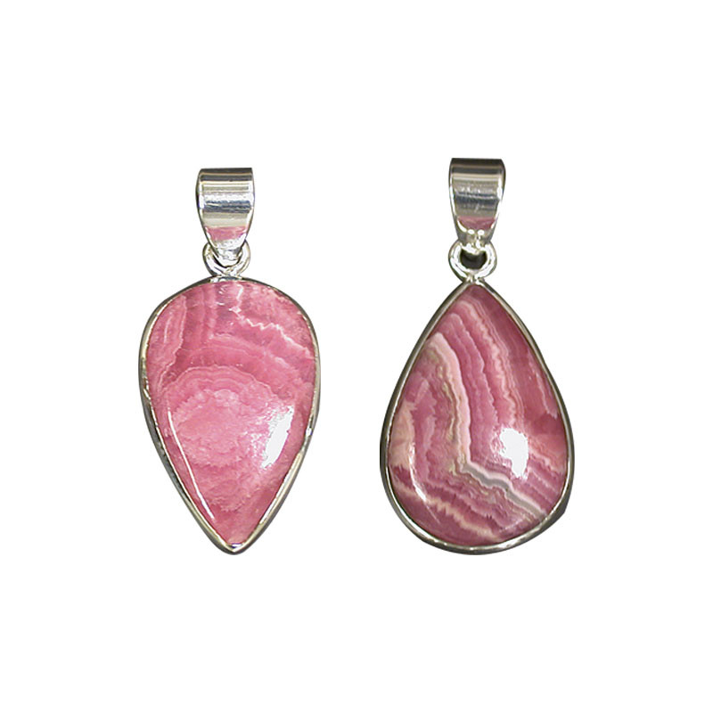 Pendentif rhodochrosite argent 0.925 rhodié - la pièce