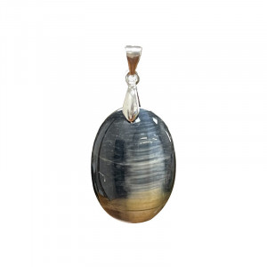 Pendentif - ovale - œil de faucon - argent 0.925