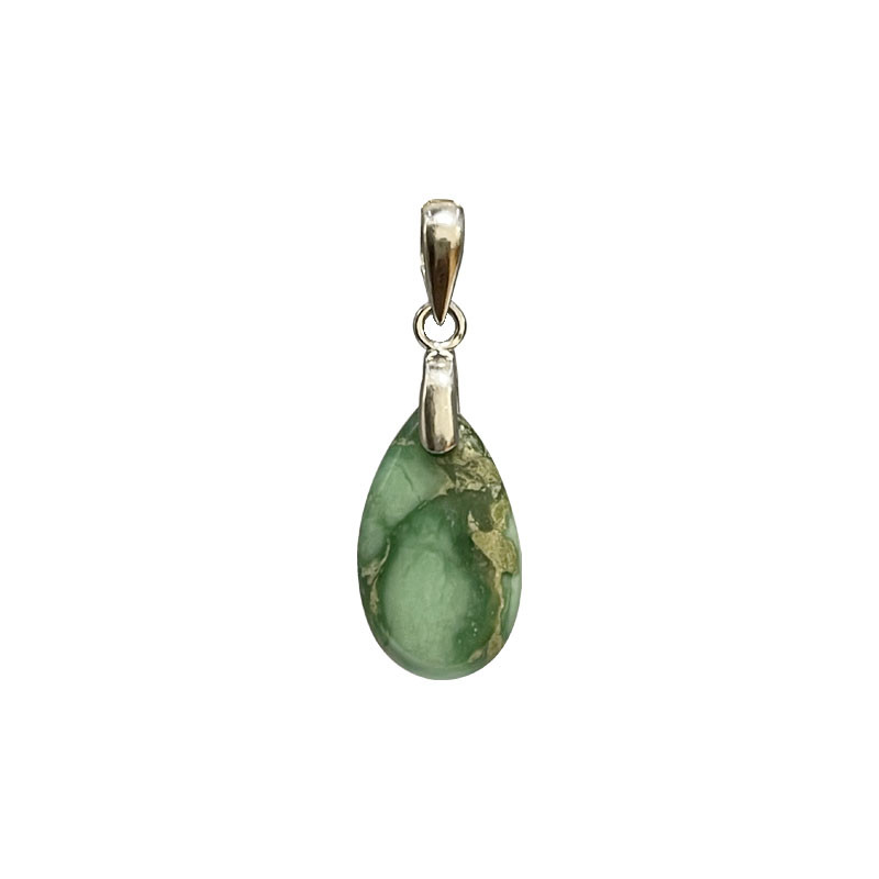 Pendentif variscite goutte - argent 925 rhodié