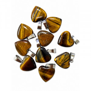 Pendentif coeur oeil de tigre 10 pièces