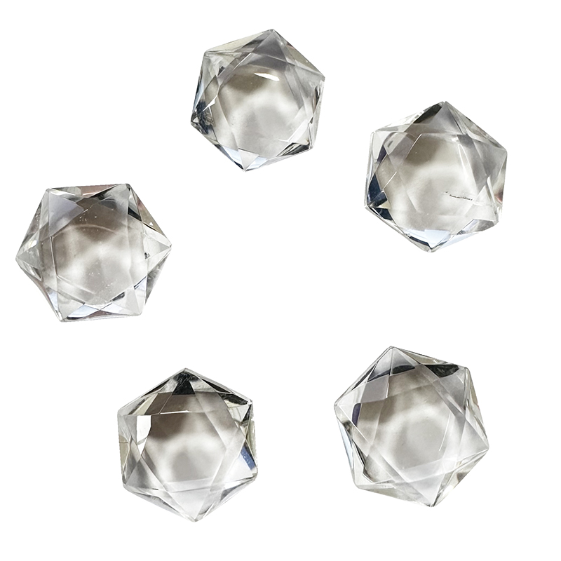 Hexagone cristal de roche 1,3-2,4 cm lot 5 pcs