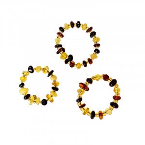 Bague Ambre de la baltique sur ressort lot de 3