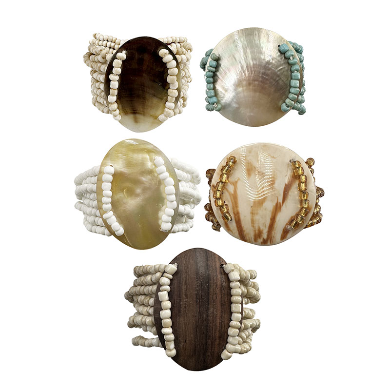 Lot de 5 bracelets Nacre, Bois et Coquillage