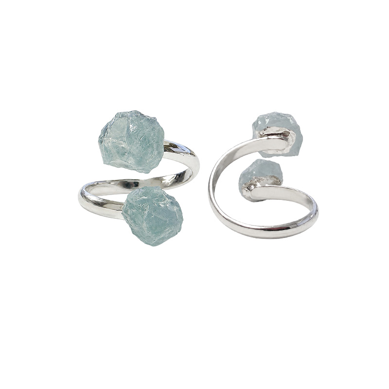 Bague reglable 2 pointes d'Aigue Marine