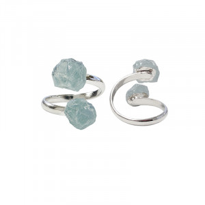 Bague reglable 2 pointes d'Aigue Marine