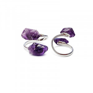 Bague reglable 2 pointes de Améthyste
