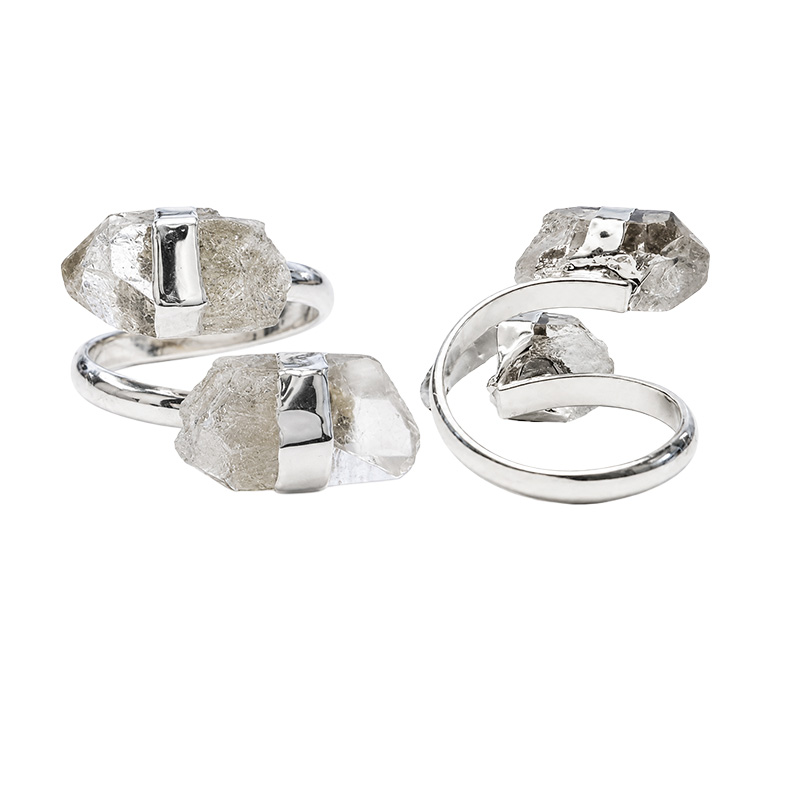 Bague reglable 2 pointes de Quartz