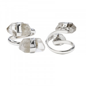 Bague reglable 2 pointes de Quartz