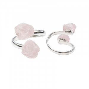 Bague reglable 2 pointes de Quartz rose