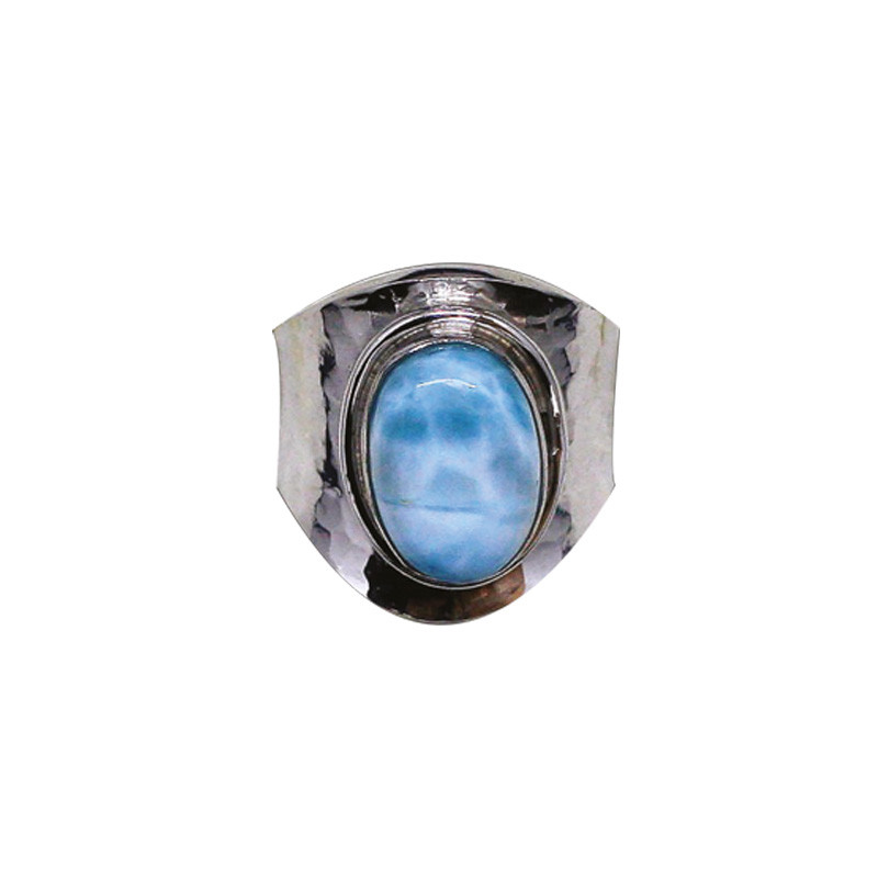 Bague Réglable Larimar et Argent 0.925 Rhodié  - La pièce