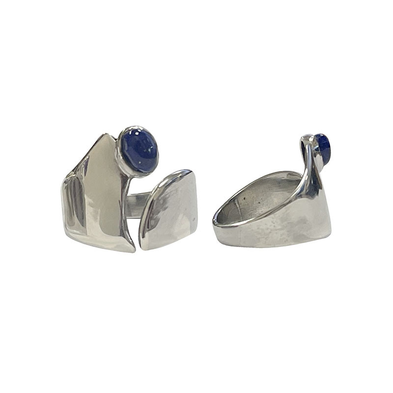 Bague réglable - argent rhodié - Améthyste ou Lapis - la pièce