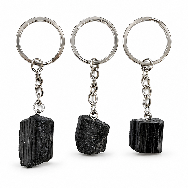 Porte-clés en Tourmaline Noire – Lot de 5 pièces