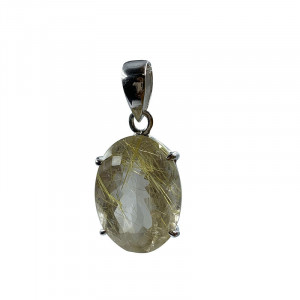 Pendentif Quartz Rutile sur argent 0.925 rhodié - Pièce unique - 202001_52N204