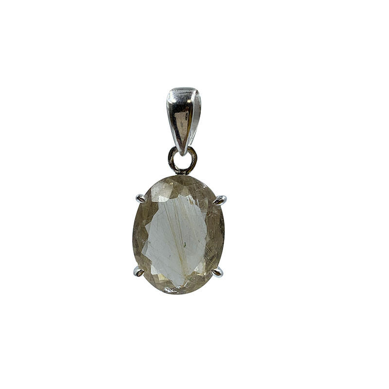 Pendentif Quartz Rutile sur argent 0.925 rhodié - Pièce unique - 202001_53N205