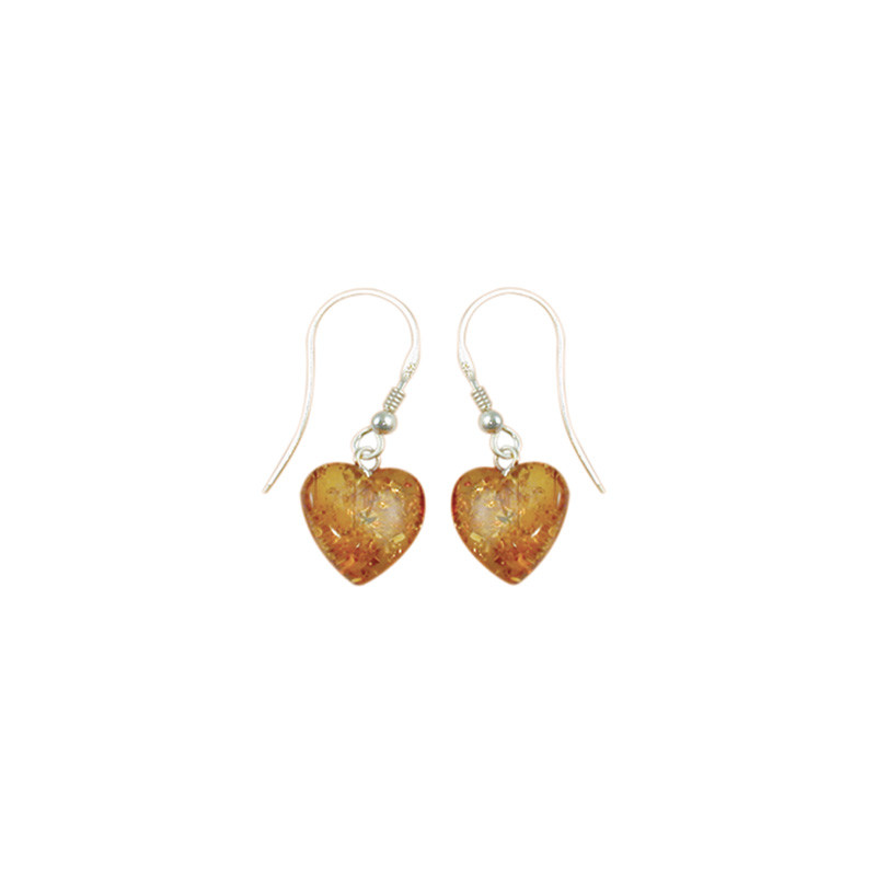 Boucles d'oreilles Coeurs en Ambre de la baltique