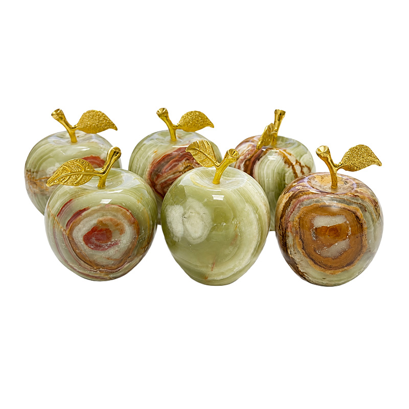 Pomme onyx avec feuille - 6 pièces
