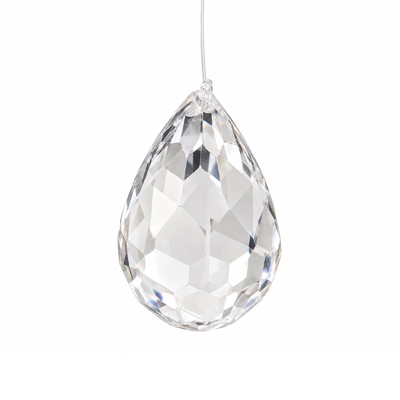 Œuf facetté percé en quartz avec fil nylon