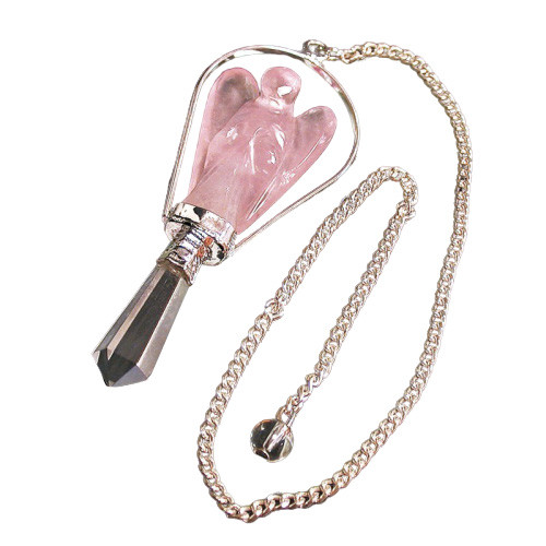 Pendule ange cristal ou quartz rose