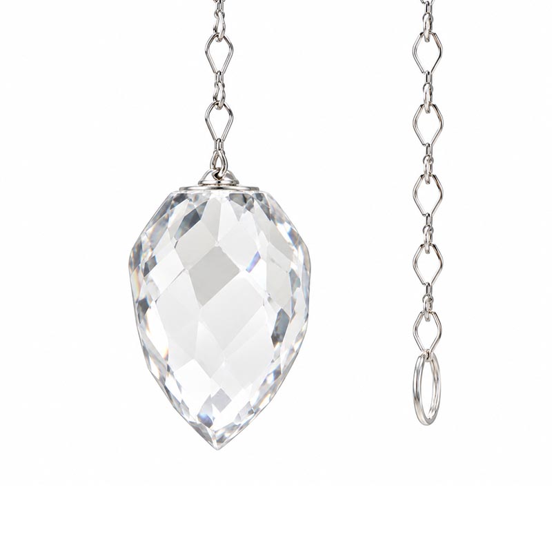 Pendule Œuf Facetté en Quartz avec Chaînette
