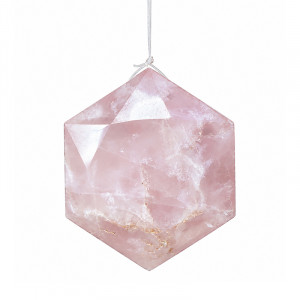 Pendule Quartz Rose Hexagone sur fil nylon