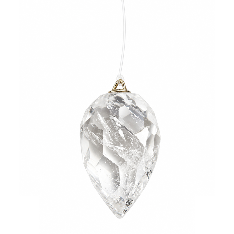 Pendule œuf facetté en Quartz sur fil nylon
