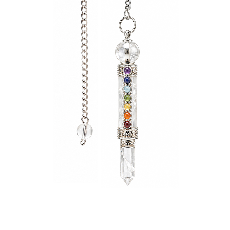 Pendule cristal de roche et 7 chakras