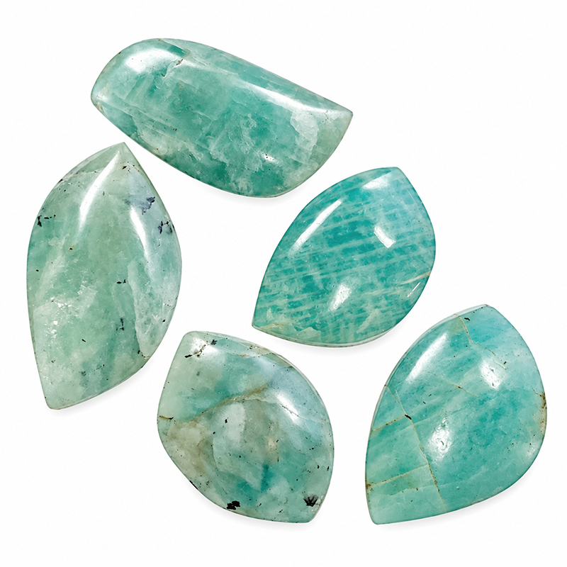 Pierres plates en Amazonite – Lot de 5 pièces