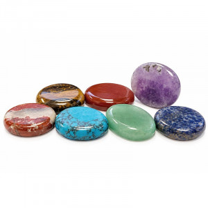 Pierres plates lot 7 chakras, env. 3x2.5cm