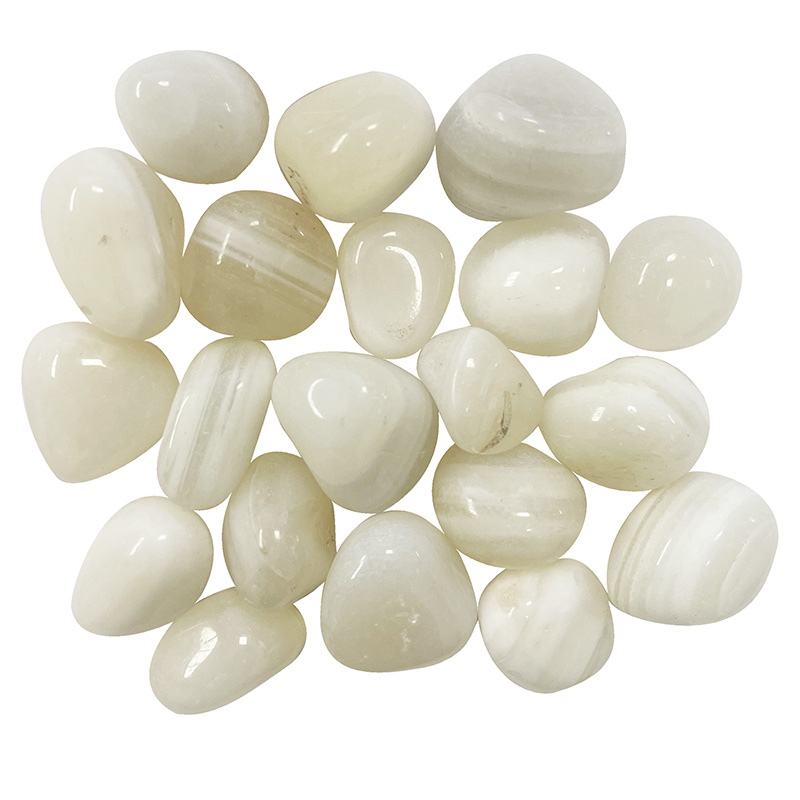 Agate blanche zonée pierres roulées le sachet de 1 KG