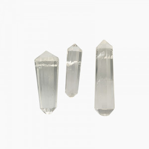 Voguel, bipointes facettées polies en cristal de roche -  12 faces - Diam. 1,5 à 3 cm