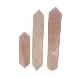 Pointes polies biterminées 6 faces - Quartz rose