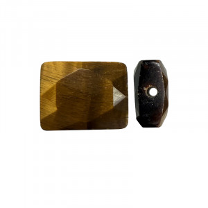 Rectangle Facetté Percé Œil de Tigre - 10 pièces
