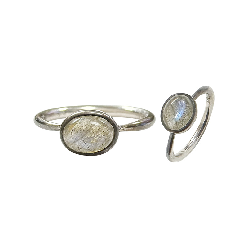 Bague argent 925 labradorite ronde ovale