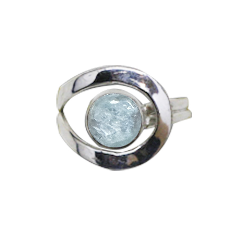 Bague Réglable Aiguë Marine et Argent 0.925 Rhodié