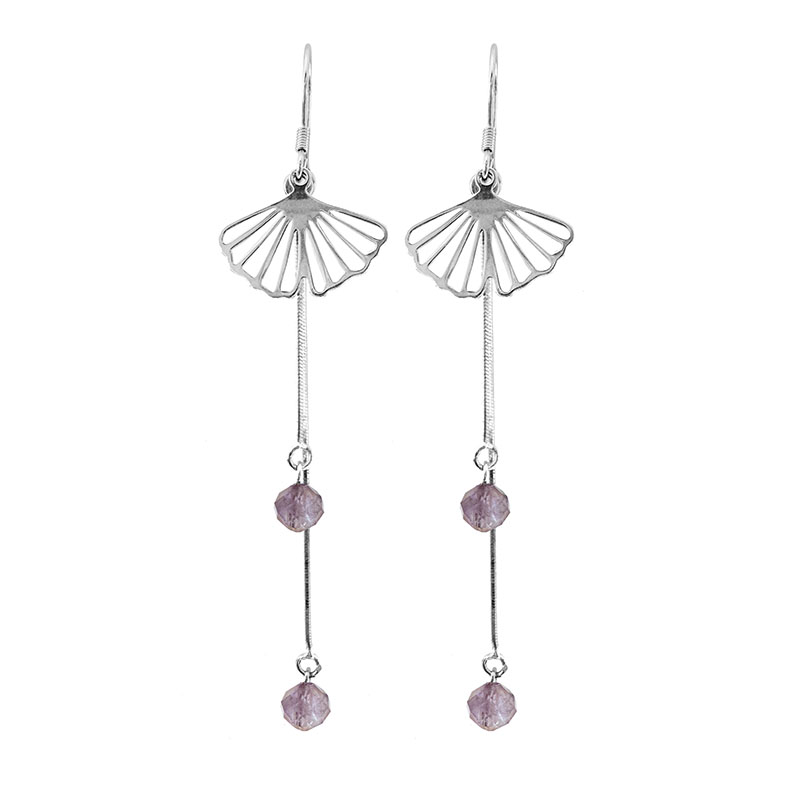 Boucles d'oreilles argent 925 pendants et améthyte facettée