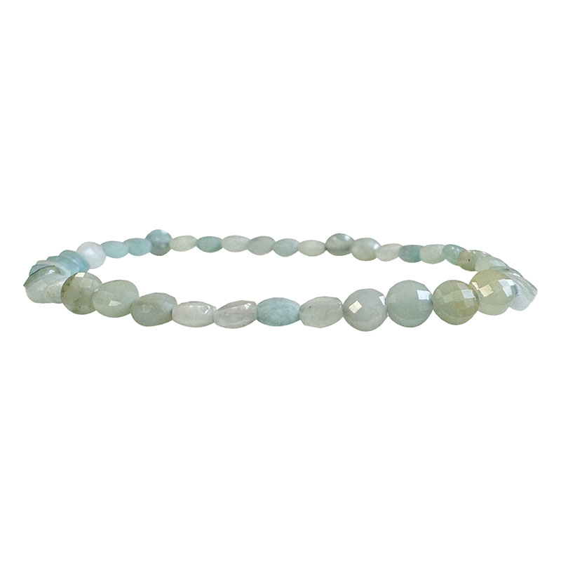 Bracelet disque plat facetté en Amazonite